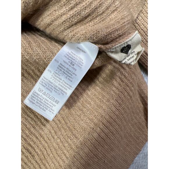 Madewell Merino Wool Quarter Zip Boxy Sweater Womens XS Tan Brown Rib Knit - Picture 8 of 8